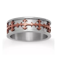 Mens 6MM Stainless Steel Cross Wedding Band