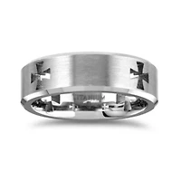 Mens 7MM Titanium Cross Wedding Band