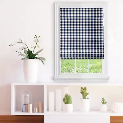 Achim Buffalo Check Cordless Light-Filtering Roman Shade