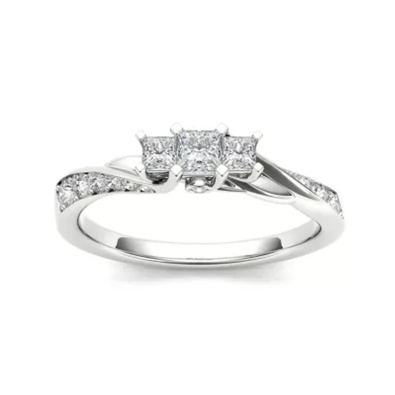 1/2 CT.T.W. Natural Diamond 10K White Gold 3-Stone Engagement Ring