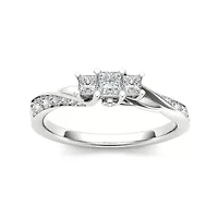 1/2 CT.T.W. Natural Diamond 10K White Gold 3-Stone Engagement Ring