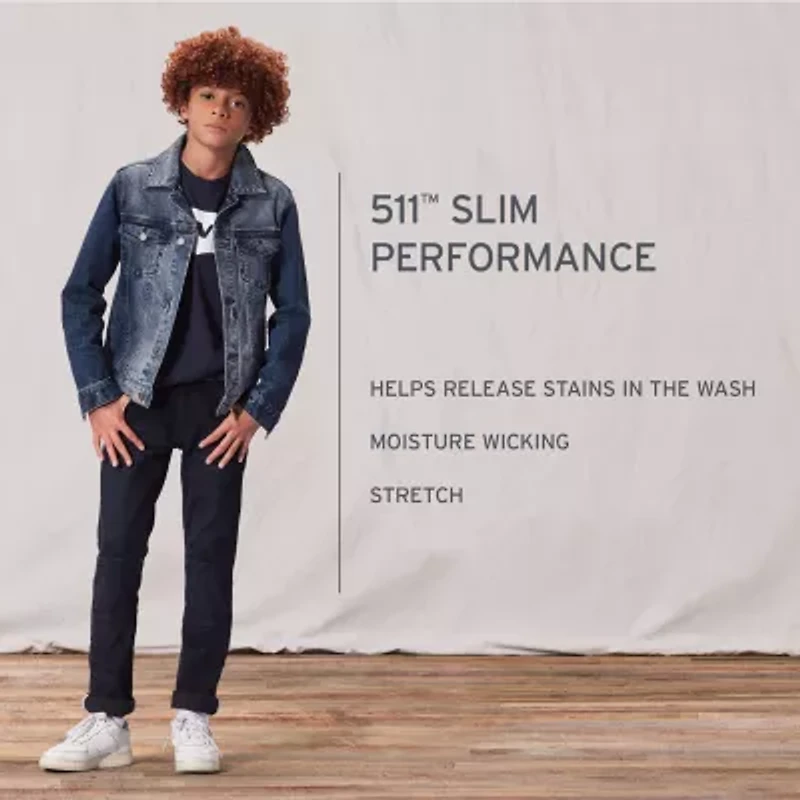 Levi's Big Kid Boys Adjustable Waist Stretch Fabric Performance 511 Slim Fit Jean