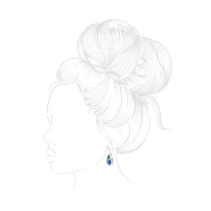 Sparkle Allure Womens Blue Pure Silver Over Brass Pear Drop Earrings