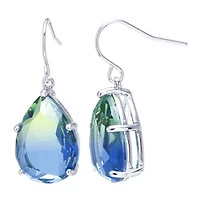 Sparkle Allure Womens Blue Pure Silver Over Brass Pear Drop Earrings