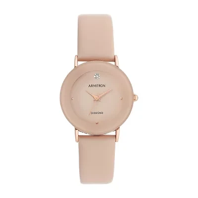 Armitron Womens Diamond Accent Pink Leather Strap Watch 75/5739bhrgbh