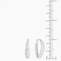 Diamonart Womens Cubic Zirconia Sterling Silver 25.5mm Hoop Earrings