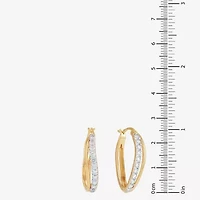 Diamonart Womens Cubic Zirconia 14K Gold Over Silver 25.5mm Hoop Earrings