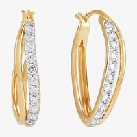 Diamonart Womens Cubic Zirconia 14K Gold Over Silver 25.5mm Hoop Earrings