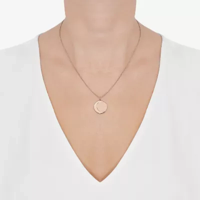 Limited Quantities! Aries Womens Lab Created White Crystal 14K Rose Gold Over Silver 14K Rose Gold Circle 20 Inch Pendant Necklace