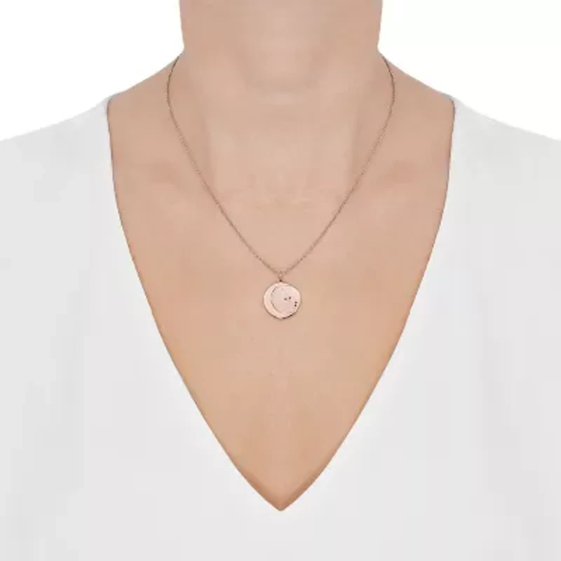 Limited Quantities! Taurus Womens Lab Created White Crystal 14K Rose Gold Over Silver 14K Rose Gold Circle 20 Inch Pendant Necklace