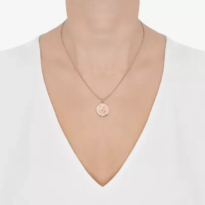 Limited Quantities! Aquarius Womens Lab Created White Crystal 14K Rose Gold Over Silver 14K Rose Gold Circle 20 Inch Pendant Necklace