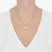Limited Quantities! Aquarius Womens Lab Created White Crystal 14K Rose Gold Over Silver 14K Rose Gold Circle 20 Inch Pendant Necklace