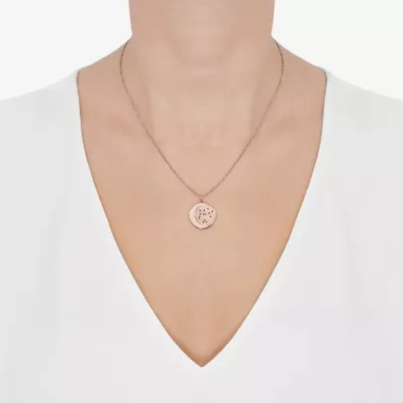 Limited Quantities! Sagitarius Womens Lab Created White Crystal 14K Rose Gold Over Silver 14K Rose Gold Circle 20 Inch Pendant Necklace