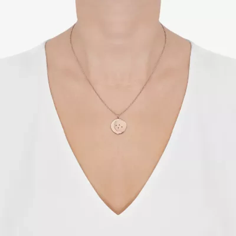 Limited Quantities! Capricorn Womens Lab Created White Crystal 14K Rose Gold Over Silver 14K Rose Gold Circle 20 Inch Pendant Necklace
