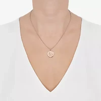Limited Quantities! Capricorn Womens Lab Created White Crystal 14K Rose Gold Over Silver 14K Rose Gold Circle 20 Inch Pendant Necklace