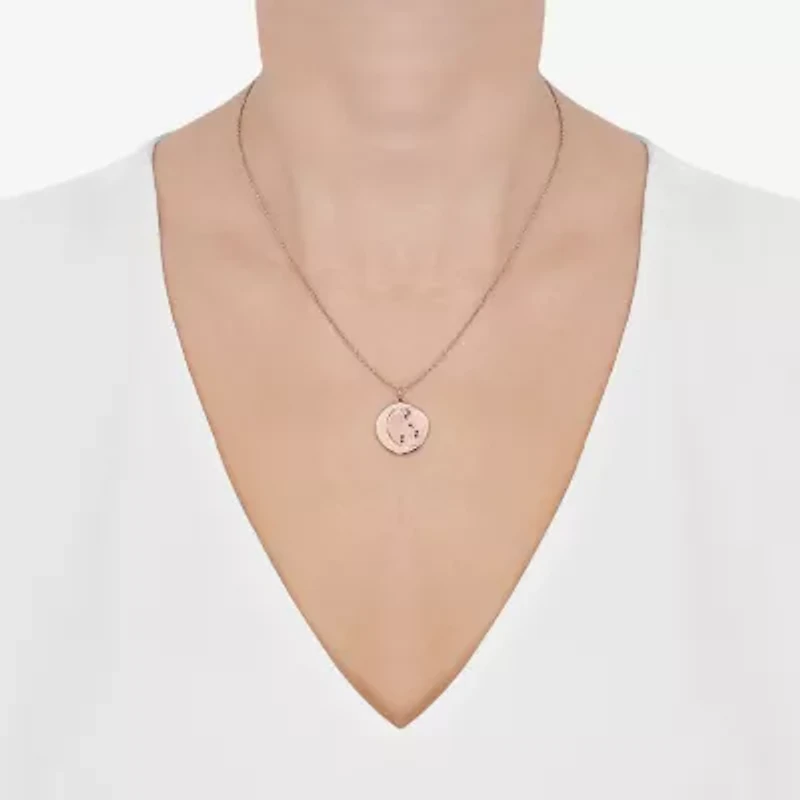 Limited Quantities! Pisces Womens Lab Created White Crystal 14K Rose Gold Over Silver 14K Rose Gold Circle 20 Inch Pendant Necklace