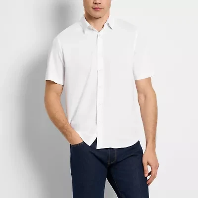 Van Heusen Performance Mens Short Sleeve Regular Fit Stretch Fabric Button-Down Shirt