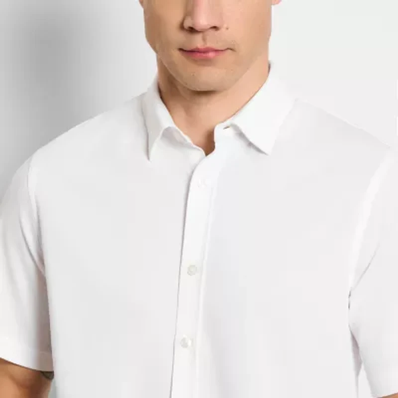 Van Heusen Performance Mens Short Sleeve Regular Fit Stretch Fabric Button-Down Shirt