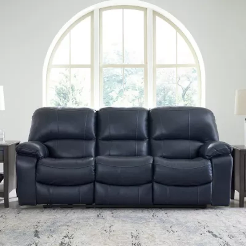 Signature Design By Ashley Leesworth Dual Power Leather Reclining Sofa