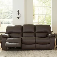 Signature Design By Ashley Leesworth Dual Power Leather Reclining Sofa