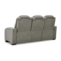 Signature Design By Ashley® The Man-Den Triple Power Leather Reclining Sofa
