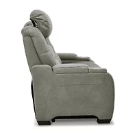 Signature Design By Ashley® The Man-Den Triple Power Leather Reclining Sofa