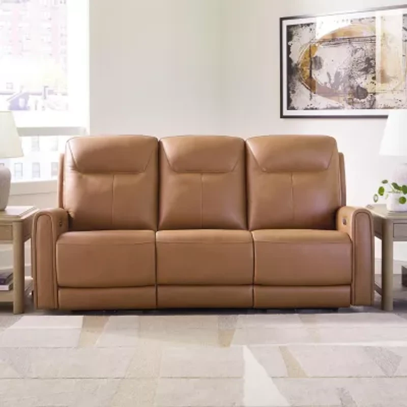 Signature Design By Ashley® Tryanny Triple Power Leather Reclining Sofa