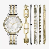 Ladies Boxed Sets Womens Crystal Accent Two Tone 6-pc. Watch Boxed Set Fmdjset711