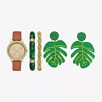 Womens Crystal Accent Brown 5-pc. Watch Boxed Set Fmdjset712