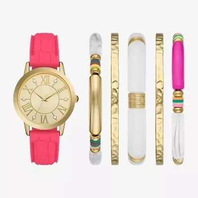 Womens Crystal Accent Pink 6-pc. Watch Boxed Set Fmdjset713
