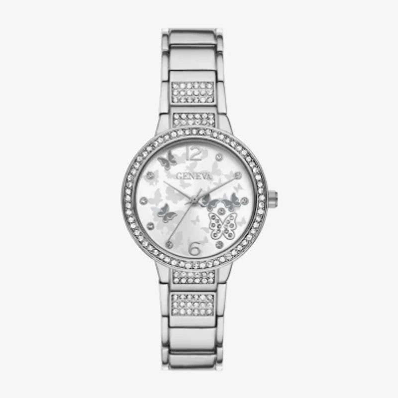 Geneva Womens Crystal Accent Silver Tone Bracelet Watch Fmdjm295