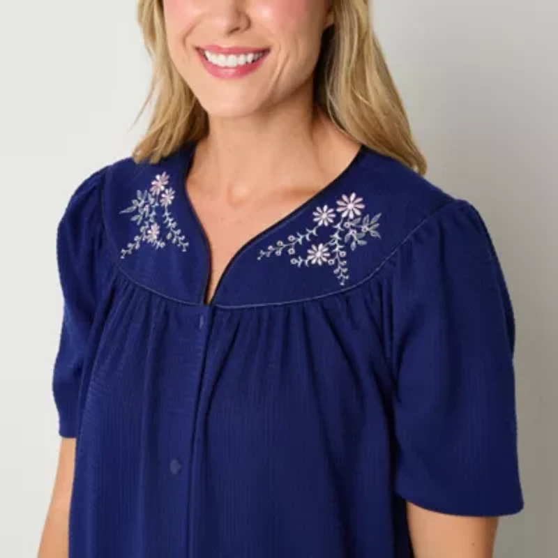Adonna Womens Waffle Short Sleeve Long Length Robe