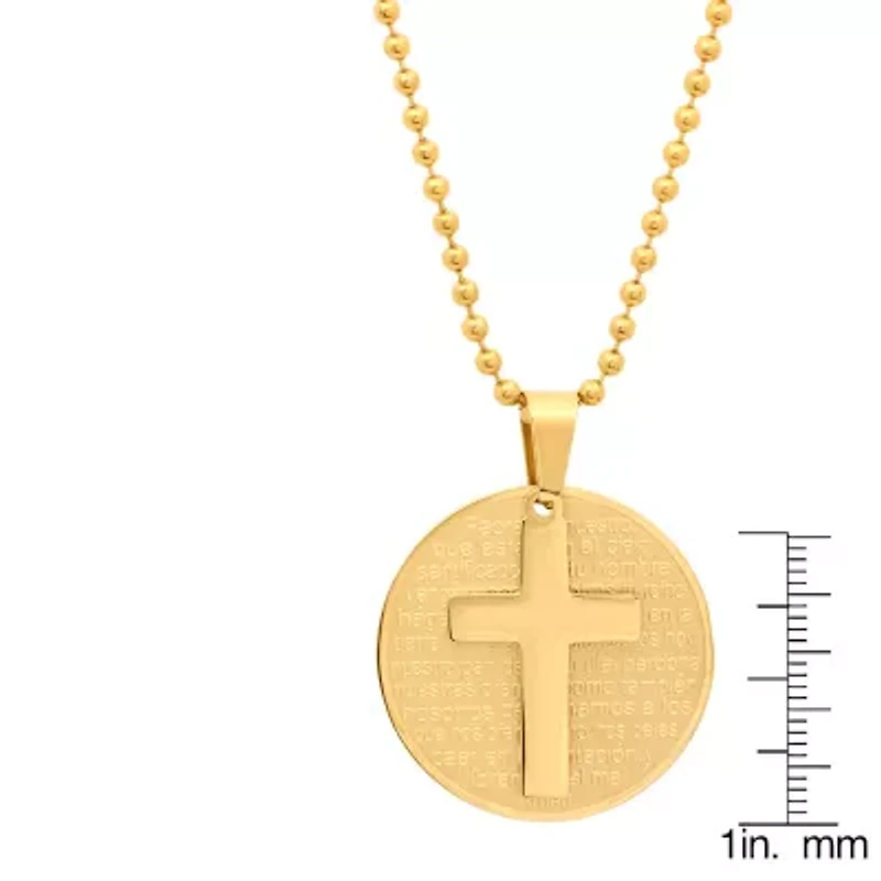 Steeltime Mens 18K Gold Over Stainless Steel Hypoallergenic 24 Inch Pendant Necklace
