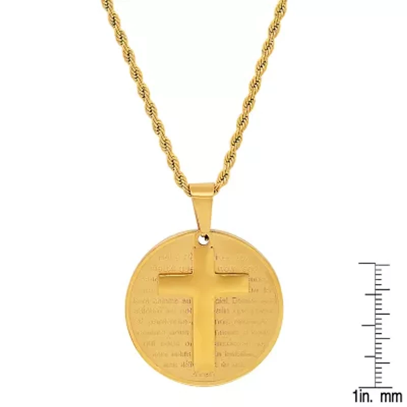 Steeltime Mens 18K Gold Over Stainless Steel Hypoallergenic 24 Inch Pendant Necklace