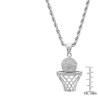 Steeltime Mens Crystal Stainless Steel Hypoallergenic 24 Inch Pendant Necklace