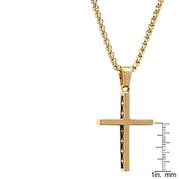 Steeltime Mens 18K Gold Over Stainless Steel Cross Hypoallergenic 24 Inch Pendant Necklace
