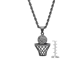 Steeltime Mens Crystal Stainless Steel Hypoallergenic 24 Inch Pendant Necklace