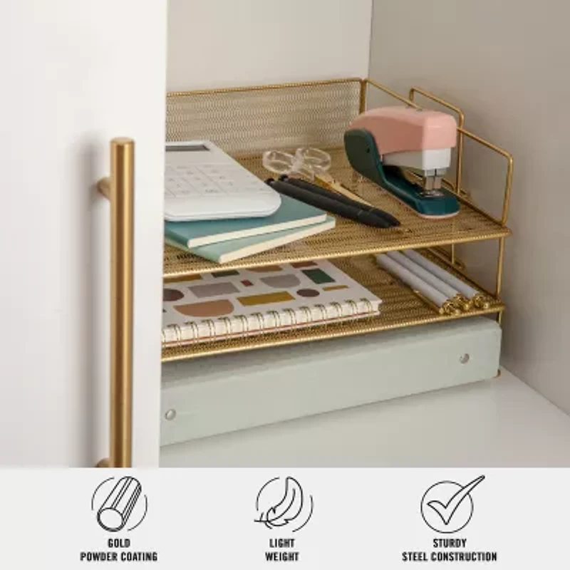 Martha Stewart Gold 3 Tier Desk Letter Tray