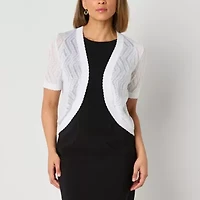 Perceptions Womens Short Sleeve Chevron Shrug