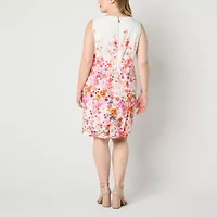 Alyx Womens Sleeveless Floral Plus Sheath Dress