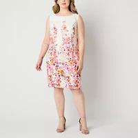 Alyx Womens Sleeveless Floral Plus Sheath Dress