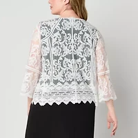 Rabbit Design Womens V Neck 3/4 Sleeve Shrug Plus