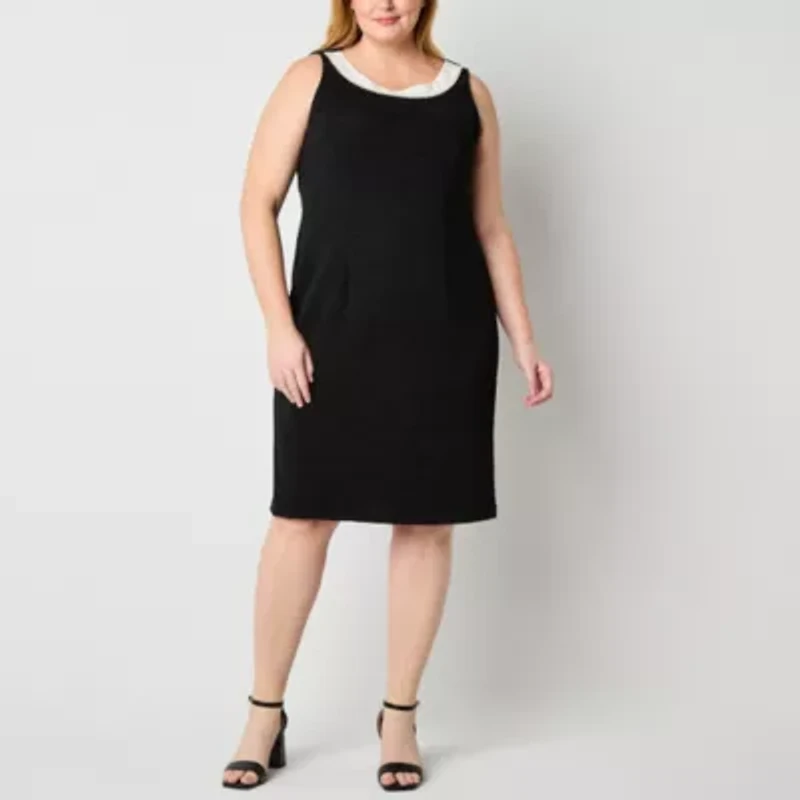 Maya Brooke Womens Plus Pearl Trim Jacket Dress