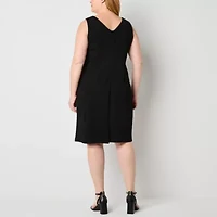 Maya Brooke Womens Plus Pearl Trim Jacket Dress