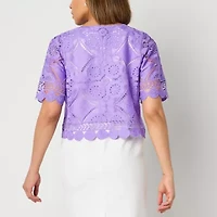 Rabbit Rabbit Rabbit Design Womens Round Neck Short Sleeve Shrug Petite