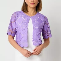 Rabbit Rabbit Rabbit Design Womens Round Neck Short Sleeve Shrug Petite