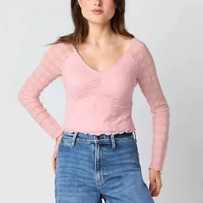 Arizona Womens Long Sleeve Juniors Blouse