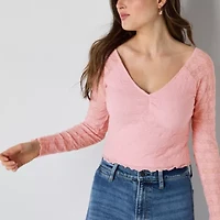 Arizona Womens Long Sleeve Juniors Blouse