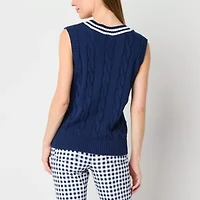St. John's Bay Womens V Neck Sleeveless Pullover Sweater