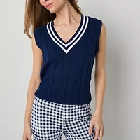 St. John's Bay Womens V Neck Sleeveless Pullover Sweater